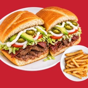 Tortas combinadas and french fries / tortas combinadas con papas fritas