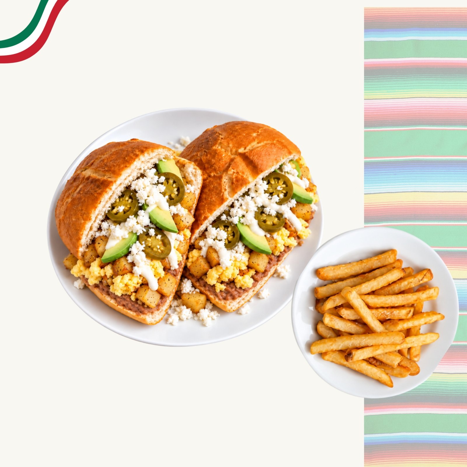 Papa con huevo y frijoles